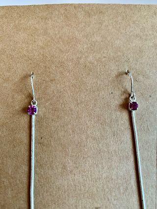 Pendientes plata con piedra rosa