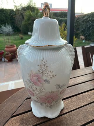 Jarrón Sambo porcelana flores años 60-70