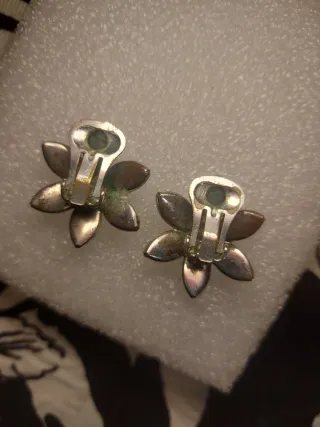Pendientes flor vintage verde y plateado