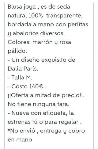 Blusa de seda bordada Dalia Paris con etiqueta