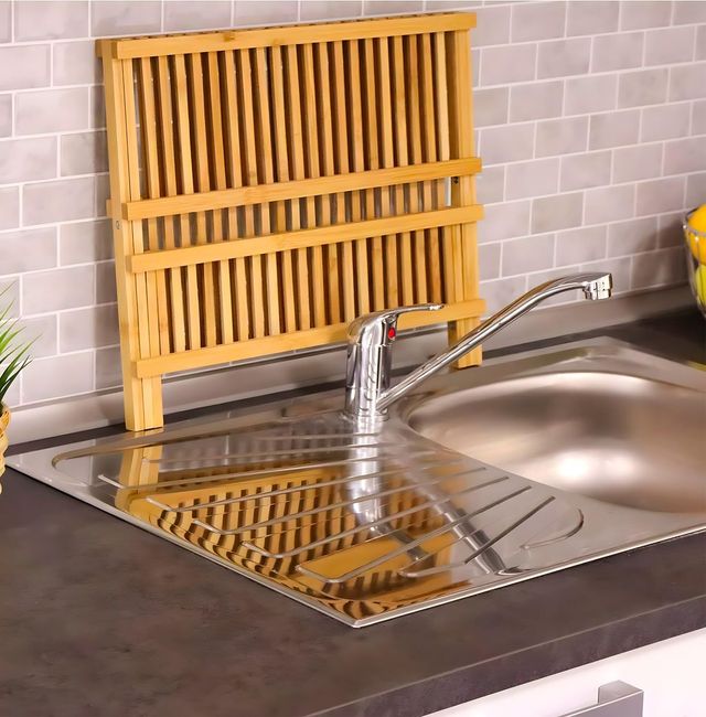 Sgocciolatoio pieghevole in legno di teak a 2 livelli