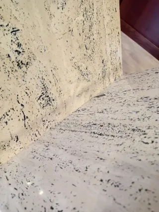 MESA SALON CRISTAL+MÁRMOL TRAVERTINO+REGALO MANTEL