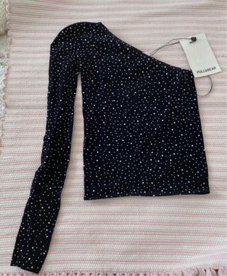 Top asimétrico Pull&Bear pedrería negro