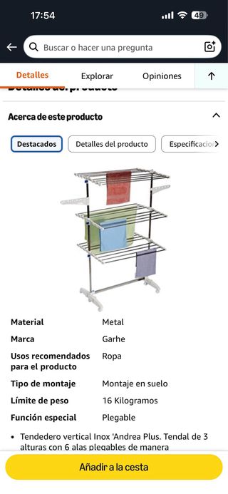 Tendedero vertical Garhe Andrea Plus Inox