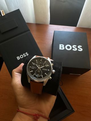 Reloj Hugo Boss Skytravel Negro y Marrón con caja