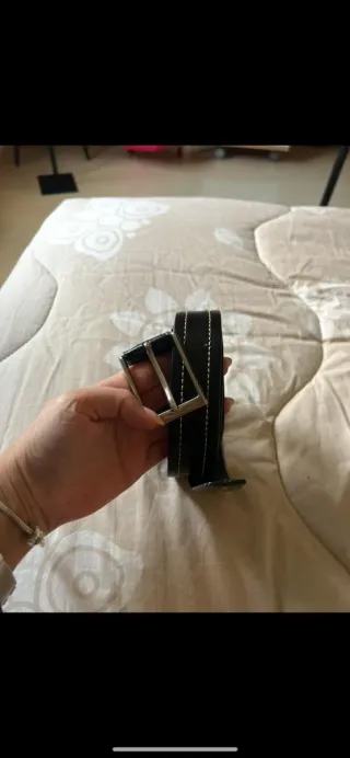 Cintura nera fibbia argento