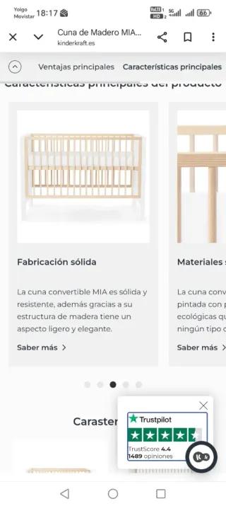 Cuna de madera,convertible en cama