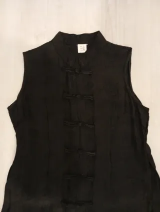 Blusa Seda Negra Estilo Oriental