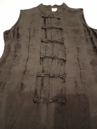 Blusa Seda Negra Estilo Oriental