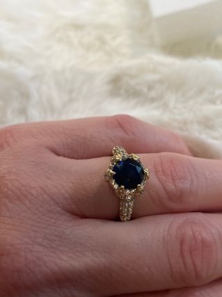 Anillo Oro Laminado 14k con Zafiro