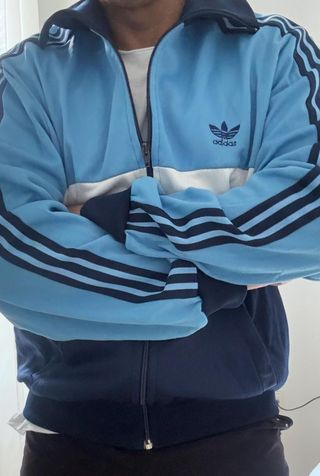 Adidas Vintage Chaqueta Hombre Azul Celeste M