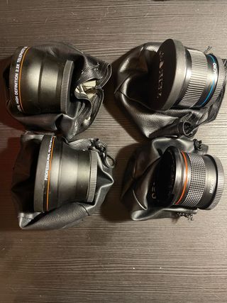 Cámara Canon Vídeo foto, Negra. 4 lentes. filtros