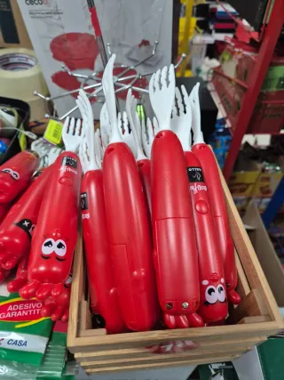 Lote 5 Tenedores Divertidos Rojo y Blanco