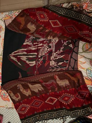Bufanda/chal mujer negro y rojo