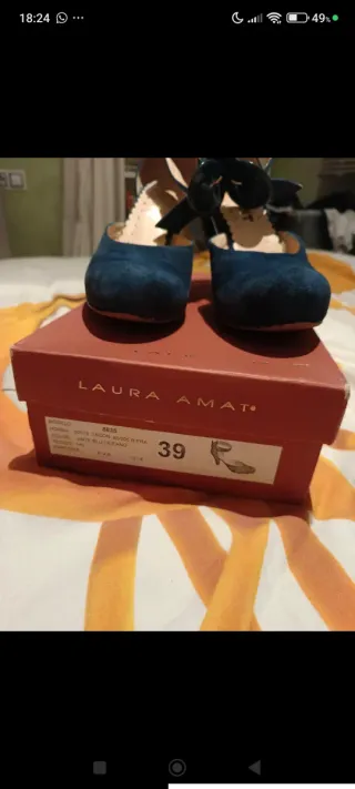 Conjunto Zapatos y Bolso Ante Azul