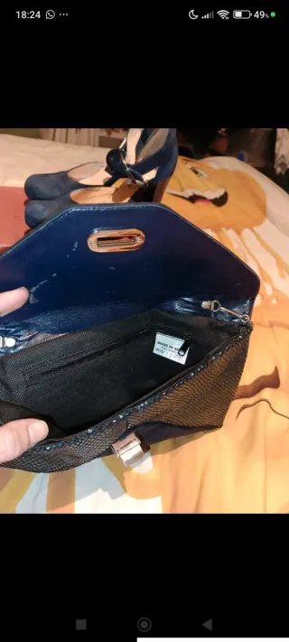 Conjunto Zapatos y Bolso Ante Azul