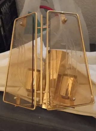 Lámpara vintage cristal y metal dorado