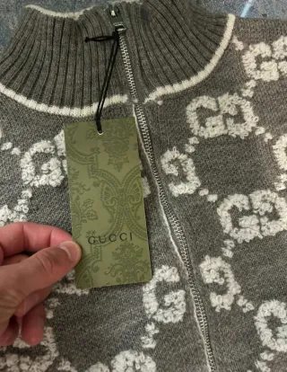 Cárdigan Gucci GG Monogram Cremallera Beige Marrón