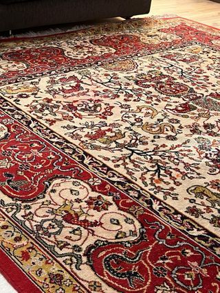 Tappeto Classico Lana Beige e Rosso