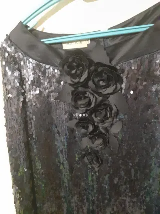 Vestido fiesta lentejuelas negro