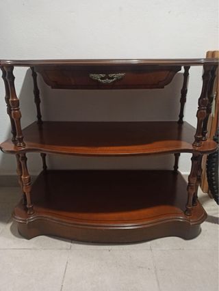 Mesa de salón de madera marrón de los 80