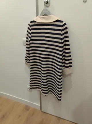 Abrigo Kling Talla M Rayas Beige y Azul