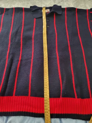 Jersey cuello camisero rayas azul/rojo