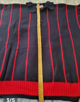 Jersey cuello camisero rayas azul/rojo