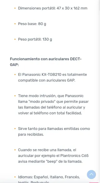 Teléfono Inalámbrico Panasonic Rojo