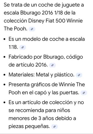 Coche Fiat 500 de colección Winnie the Pooh