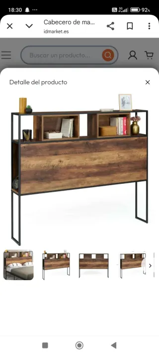 Cabecero industrial madera oscura 145cm nuevo