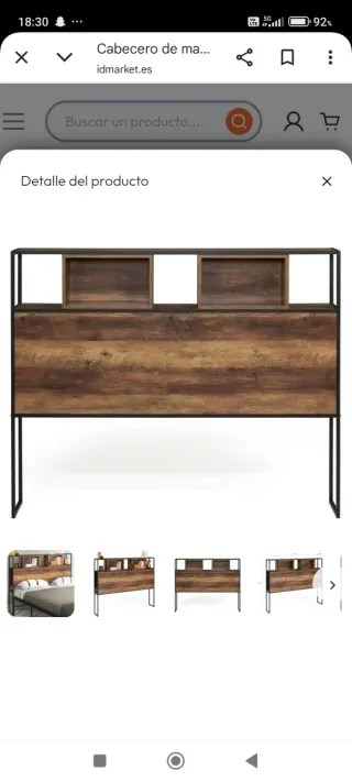 Cabecero industrial madera oscura 145cm nuevo