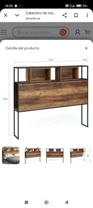 Cabecero industrial madera oscura 145cm nuevo