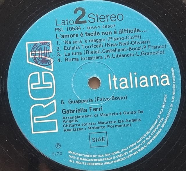 Gabriella Ferri  L ́amore e ́ facile LP 1972