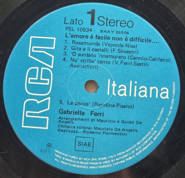 Gabriella Ferri  L ́amore e ́ facile LP 1972