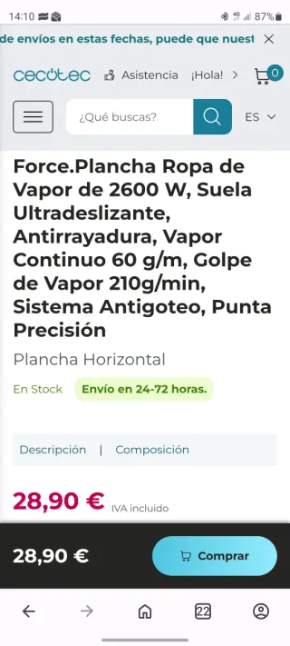 Plancha de ropa Cecotec