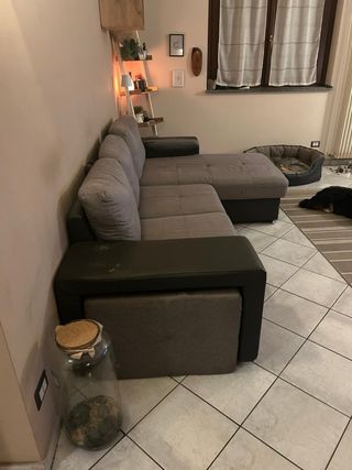 Divano 3 posti tessuto grigio