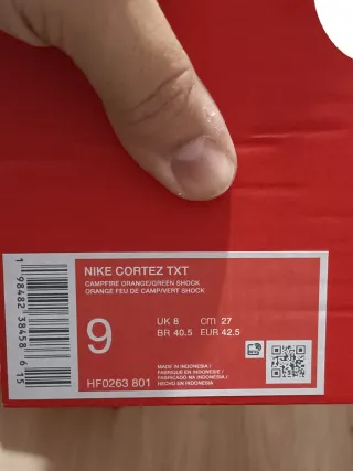 T42,5 Nike Cortez Txt  Naranja y Verde