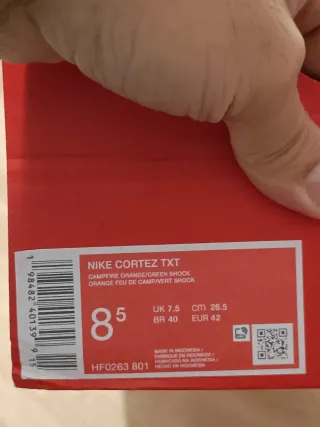 T42 Nike Cortez Txt Naranja y Verde