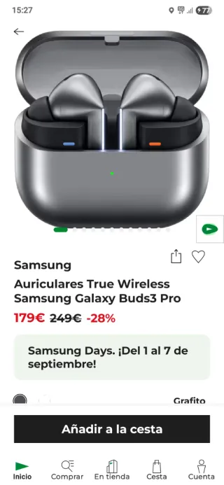 Auriculares Samsung Galaxy Buds3 Pro Grises