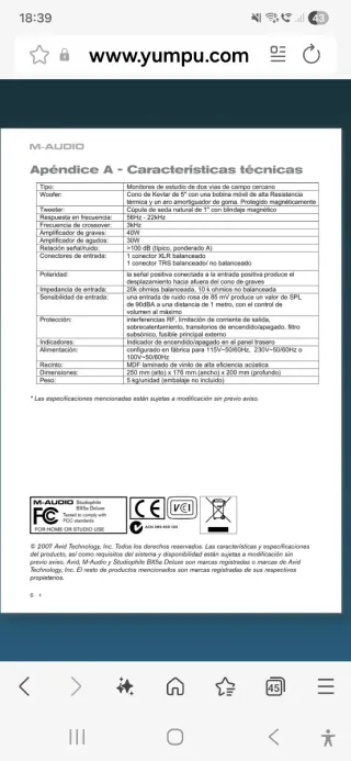 M-Audio BX5a Monitor de Estudio
