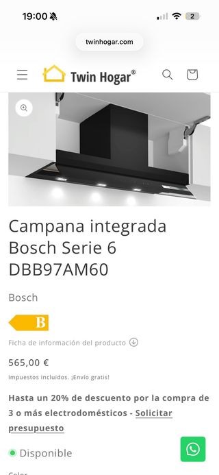 Campana extractora Bosch negra