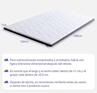 Topper Viscoelástico 160x200x7cm Amazon Basics