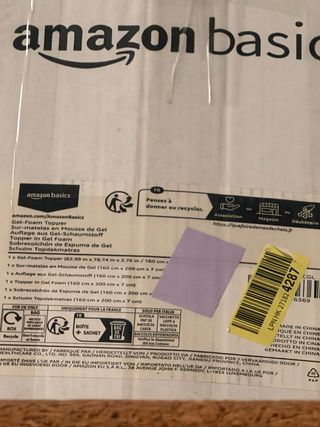 Topper Viscoelástico 160x200x7cm Amazon Basics