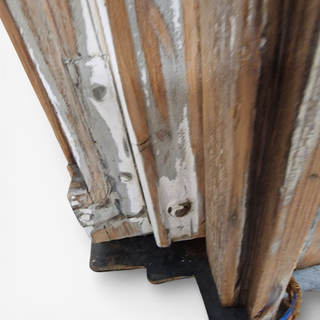 Lámpara Escultura Madera y Hierro