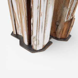 Lámpara Escultura Madera y Hierro