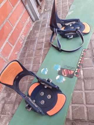 Tabla de Snowboard Verde con Fijaciones