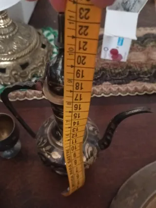 Tetera turca con bandeja y 6 copas de metal