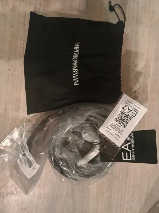 Cintura Emporio Armani EA7 nera intrecciata