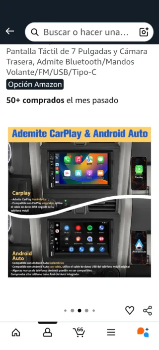 Radio Coche 2 DIN Carplay/Android Auto